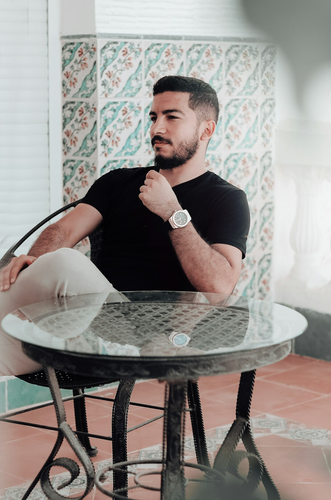 Portrait of a Turkish man audio and live broadcast coach